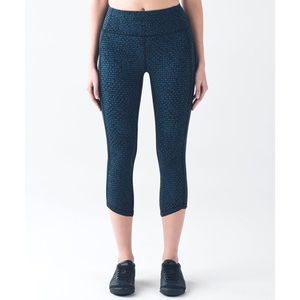Lululemon Leggings Deep Breath Crop Desert Teal High Rise Mesh Panel Pocket sz 6